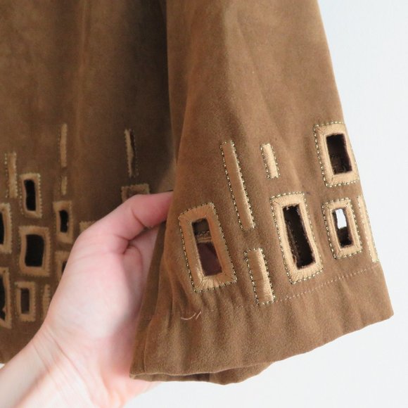 BOB MACKIE Wearable Art Tile Cut Out Mole Skin Zip Front Jacket - Size M - Picture 7 of 14